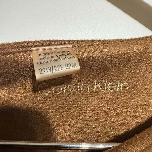 Calvin Klein Plus Size Woman’s Short Sleeve Faux Brown Suede Sheath Dress 22W - Picture 9 of 10